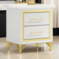 Jenny Nightstand 2 Drawers Hairpin Style Legs in Gold Bar Handles White By Casagear Home BM318896