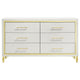 Jenny Dresser 6 Drawers Hairpin Style Legs in Gold Bar Handles White By Casagear Home BM318897