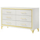 Jenny Dresser 6 Drawers Hairpin Style Legs in Gold Bar Handles White By Casagear Home BM318897