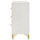 Jenny Dresser 6 Drawers Hairpin Style Legs in Gold Bar Handles White By Casagear Home BM318897