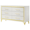 Jenny Dresser 6 Drawers Hairpin Style Legs in Gold Bar Handles White By Casagear Home BM318897