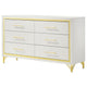 Jenny Dresser 6 Drawers Hairpin Style Legs in Gold Bar Handles White By Casagear Home BM318897