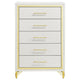 Jenny Tall Dresser Chest 5 Drawers Hairpin Legs Bar Handles White Gold By Casagear Home BM318898