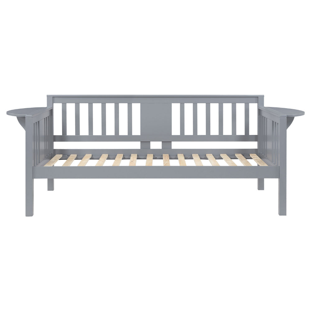 Daisy Twin Daybed Drop Down Tables Slats for Mattress Gray Wood Frame By Casagear Home BM318901