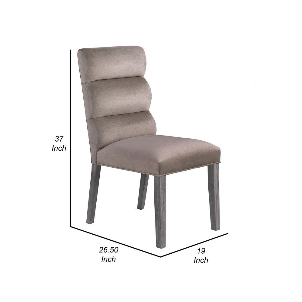 Cary Dining Chair Set of 2 Ash Gray Fabric Tufted Foam Filled Cushion By Casagear Home BM318903