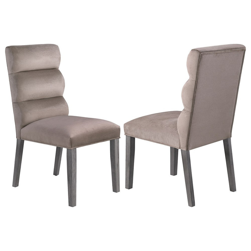 Cary Dining Chair Set of 2, Ash Gray Fabric, Tufted Foam Filled Cushion By Casagear Home