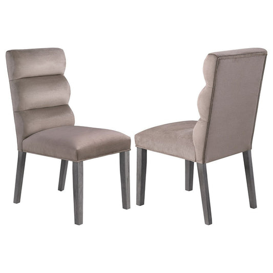 Cary Dining Chair Set of 2, Ash Gray Fabric, Tufted Foam Filled Cushion By Casagear Home