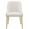 Maya Dining Side Chair Set of 2 Ivory Velvet Brass Plated Metal Legs By Casagear Home BM318904