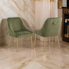 Maya Dining Side Chair Set of 2 Green Velvet Brass Plated Metal Legs By Casagear Home BM318905