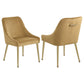 Maya Dining Side Chair Set of 2, Brown Velvet, Brass Plated Metal Legs By Casagear Home