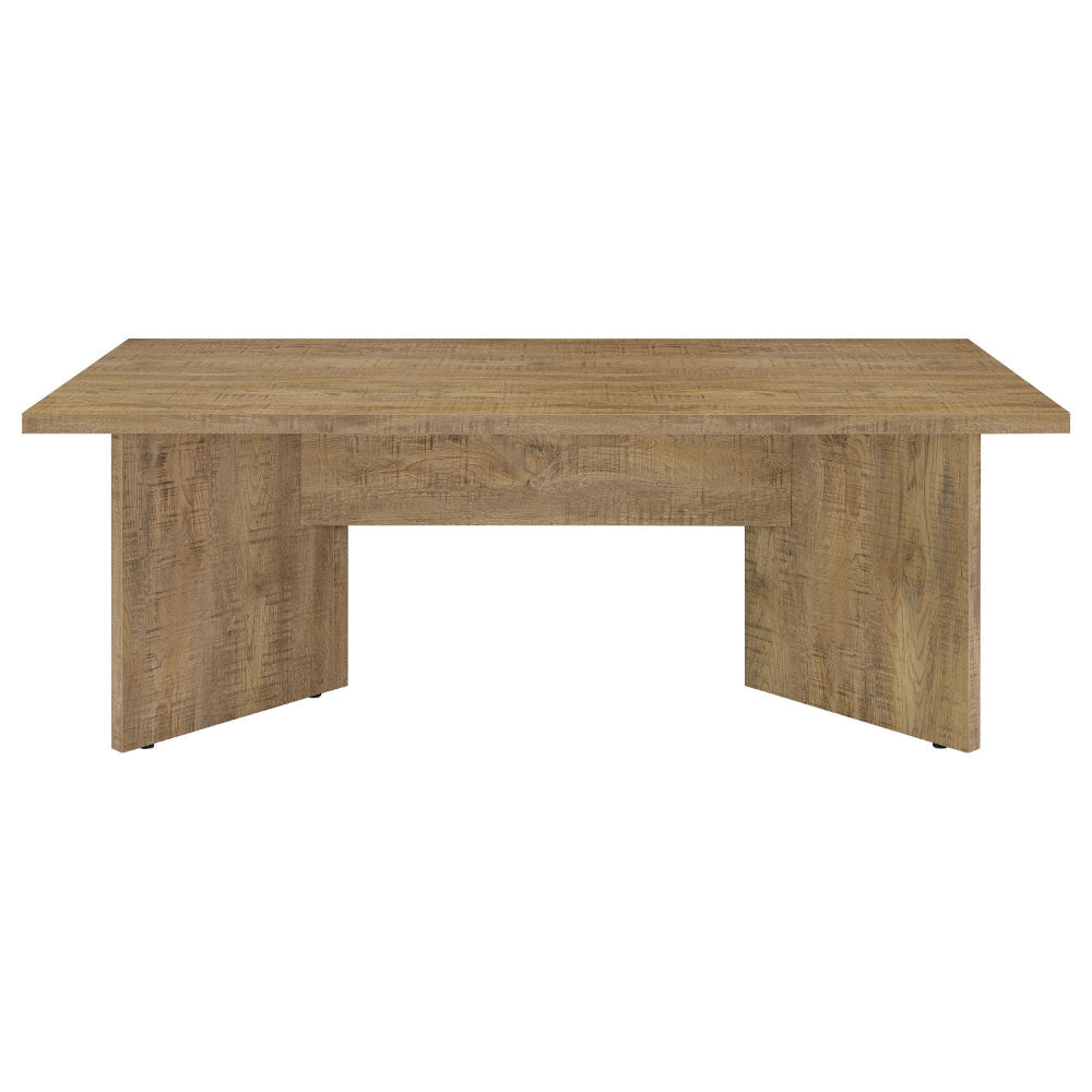 Lama Dining Table 84 Inch Rectangular Top V Shape Pedestal Base Brown By Casagear Home BM318907