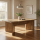 Lama Dining Table, 84 Inch Rectangular Top, V Shape Pedestal Base, Brown By Casagear Home
