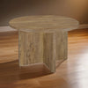 Lama Dining Table, 47 Inch Round Top X Cross Legs, Natural Brown Wood Frame By Casagear Home