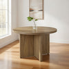 Lama Dining Table, 47 Inch Round Top X Cross Legs, Natural Brown Wood Frame By Casagear Home