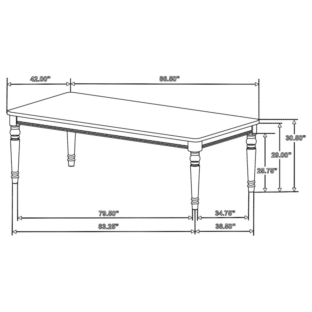 Ross Dining Table 87 Inch Rectangular Top Chestnut Brown Hardwood Frame By Casagear Home BM318910