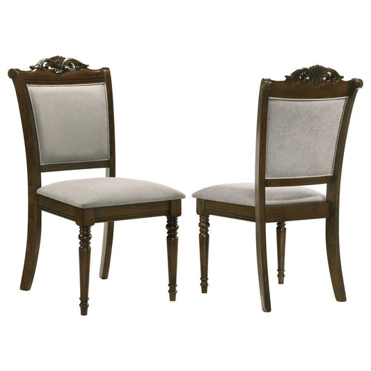 Ross Dining Chair Set of 2, Gray, Classic Turned Legs, Chestnut Brown By Casagear Home