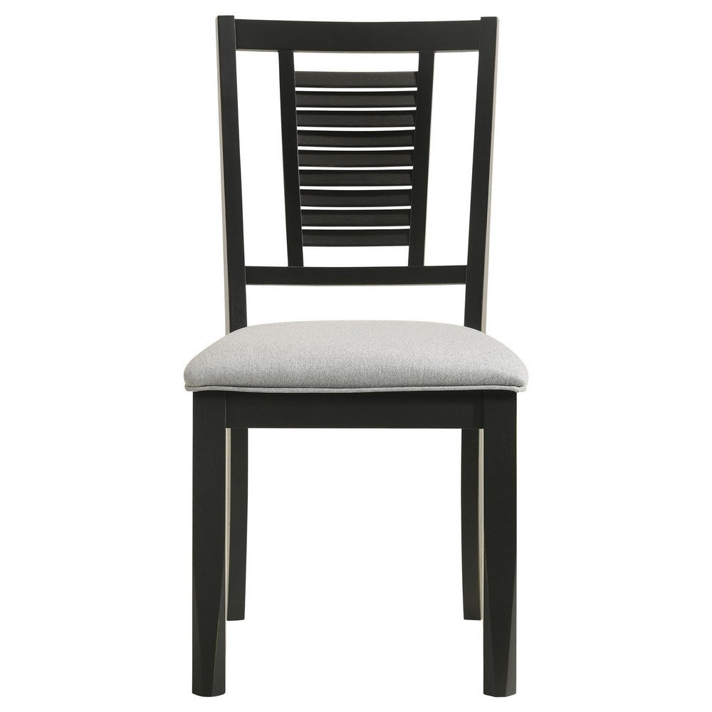 Brar Dining Chair Set of 2 Ladder Back Black Washed Light Gray 19 Inch By Casagear Home BM318917