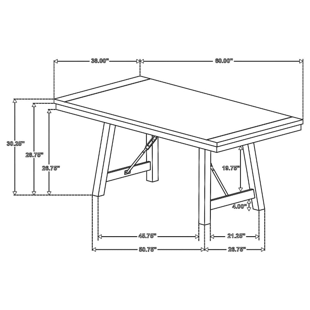 Brar Dining Table 72 Inch Rectangular Top Trestle Base Black Iron Wood By Casagear Home BM318918