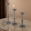 Ishika Candle Holder Set of 3 Cast Aluminium Antique Pewter Gray Finish By Casagear Home BM318924