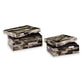 Foer Decorative Storage Box Set of 2 Black Brown Cream Mosaic Pattern By Casagear Home BM318926