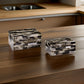 Foer Decorative Storage Box Set of 2 Black Brown Cream Mosaic Pattern By Casagear Home BM318926