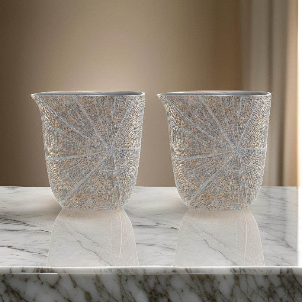 Denver Vase Set of 2 14 Inch Starburst Pattern Antique Gold Polyresin By Casagear Home BM318928