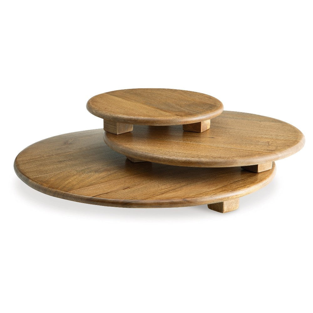 Ashley Piya Decorative Serving Tray Platter Set of 3 Brown Wood BM318930