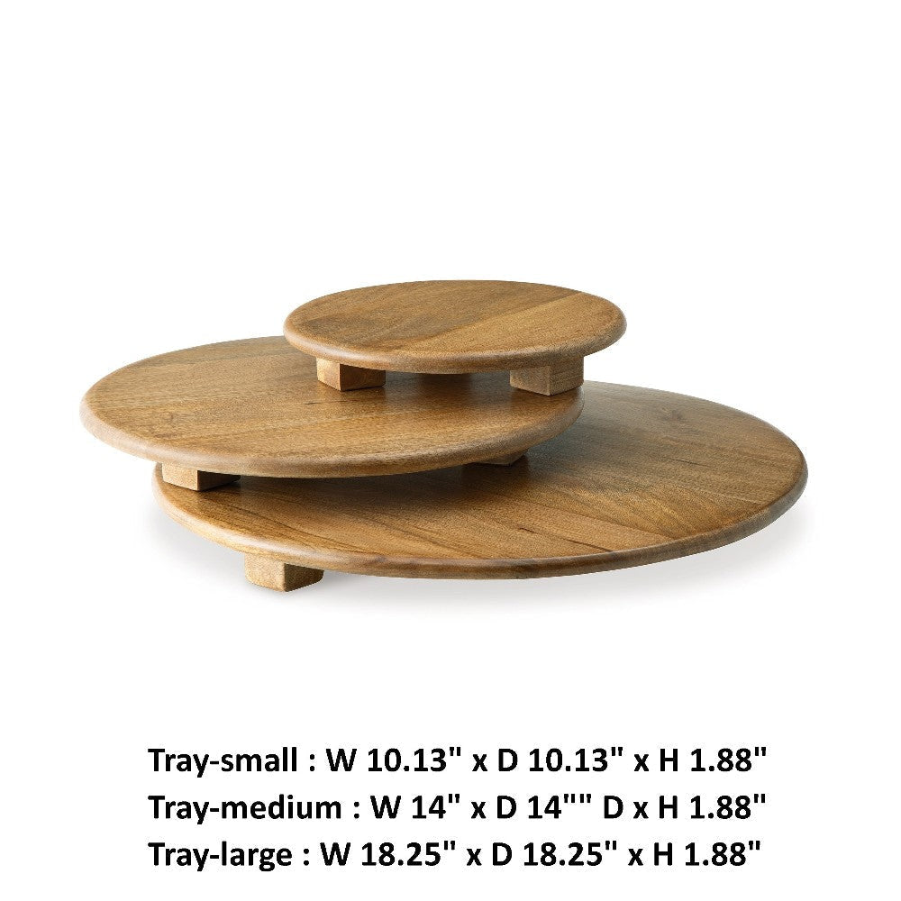 Ashley Piya Decorative Serving Tray Platter Set of 3 Brown Wood BM318930