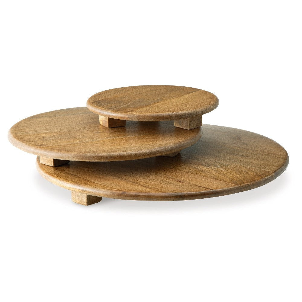 Ashley Piya Decorative Serving Tray Platter Set of 3 Brown Wood BM318930