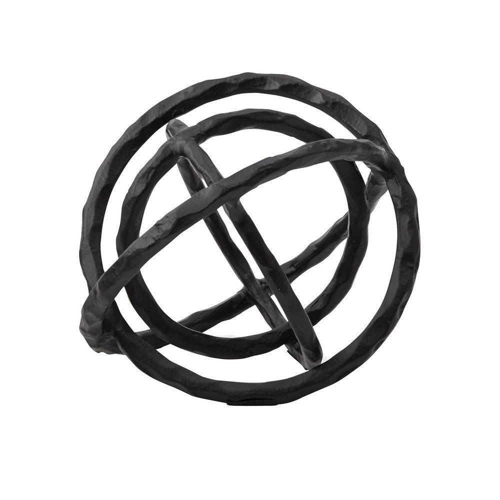 Ashley Lizy Sculpture Set of 2, Interlocking Rings, Black Aluminium