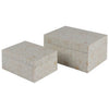 Alia Decor Storage Box Set of 2 Rectangular Geometric White Wood Tones By Casagear Home BM318934