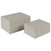 Ashley Alia Storage Box Set of 2, Rectangular White Block Wood