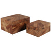 Ashley Alia Storage Box Set of 2, Rectangular Brown Block Wood