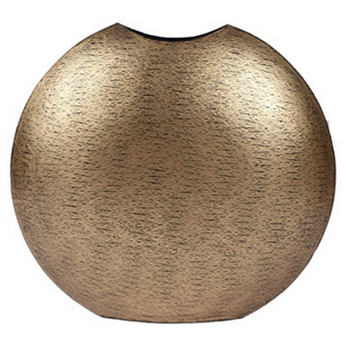 Ashley Bier Decor Vase, Curved Mouth, 16 Inch Round Gold Metal