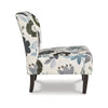 Rima Accent Chair Ivory Gray Floral Pattern Polyester Cushion Black Wood By Casagear Home BM318939