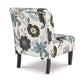 Rima Accent Chair Ivory Gray Floral Pattern Polyester Cushion Black Wood By Casagear Home BM318939