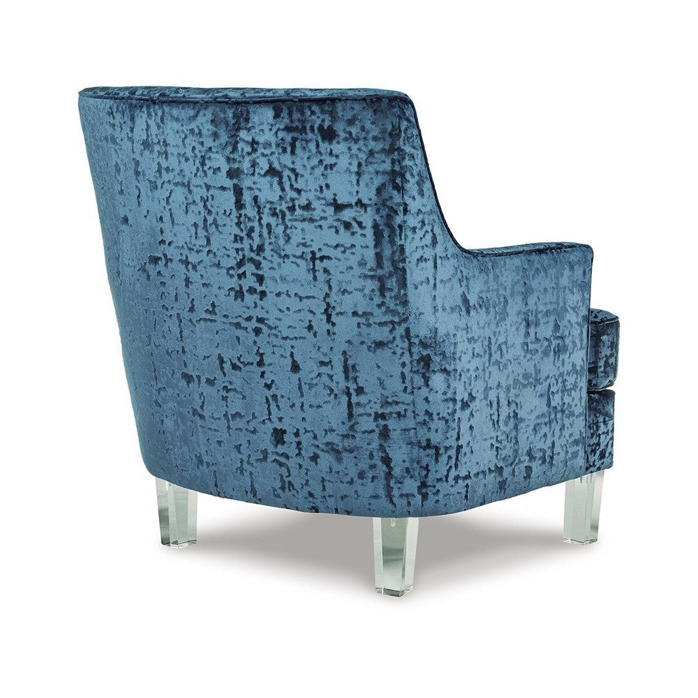 Gloria Accent Chair Lagoon Blue Polyester Crushed Velvet Clear Acrylic By Casagear Home BM318940