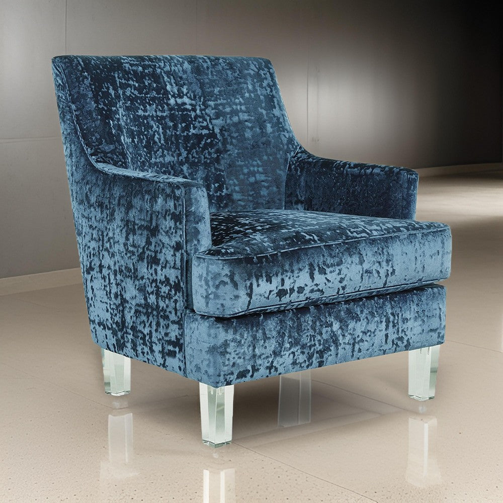 Gloria Accent Chair Lagoon Blue Polyester Crushed Velvet Clear Acrylic By Casagear Home BM318940