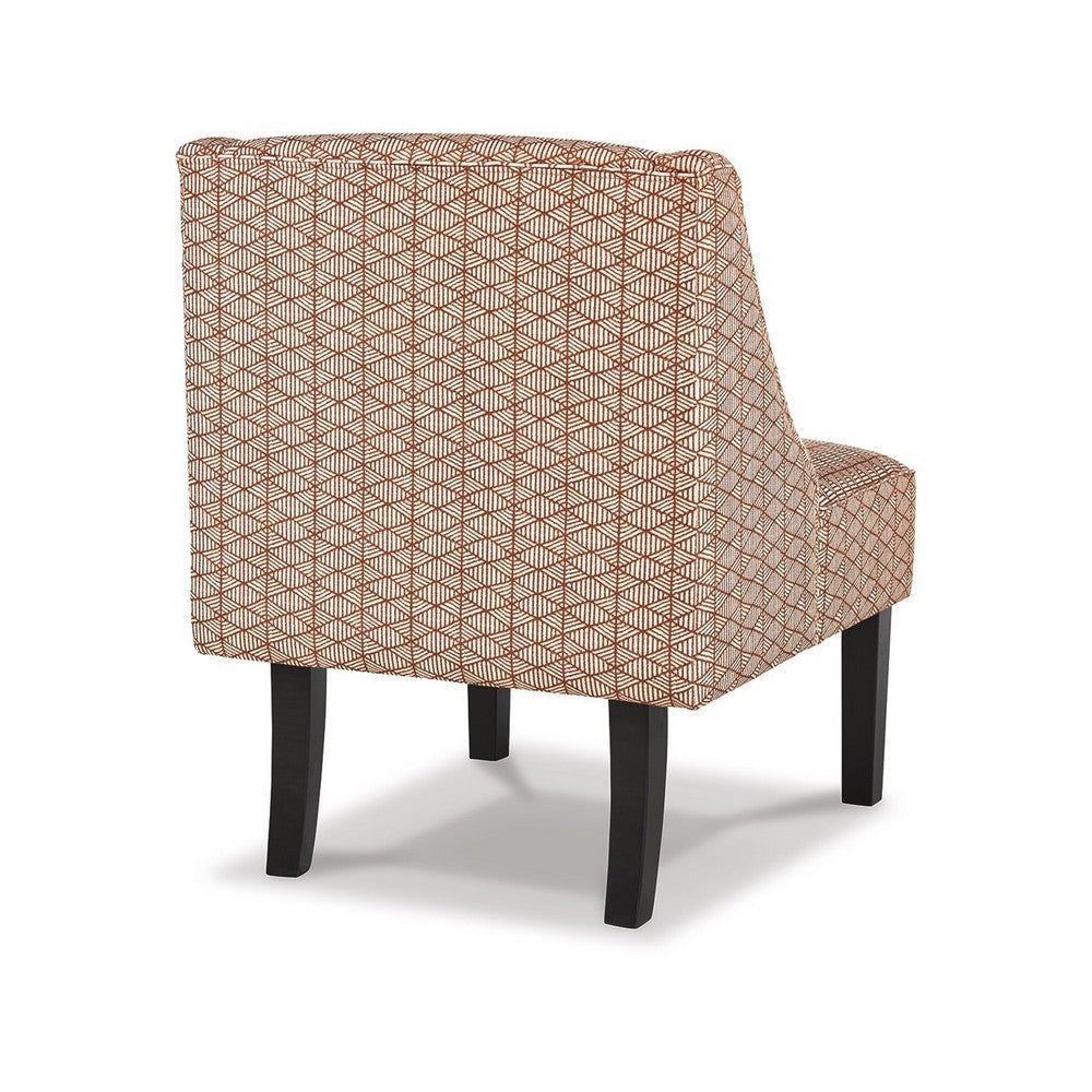 Hellen Accent Chair Orange Cream Polyester Diamond Pattern Black Wood By Casagear Home BM318942