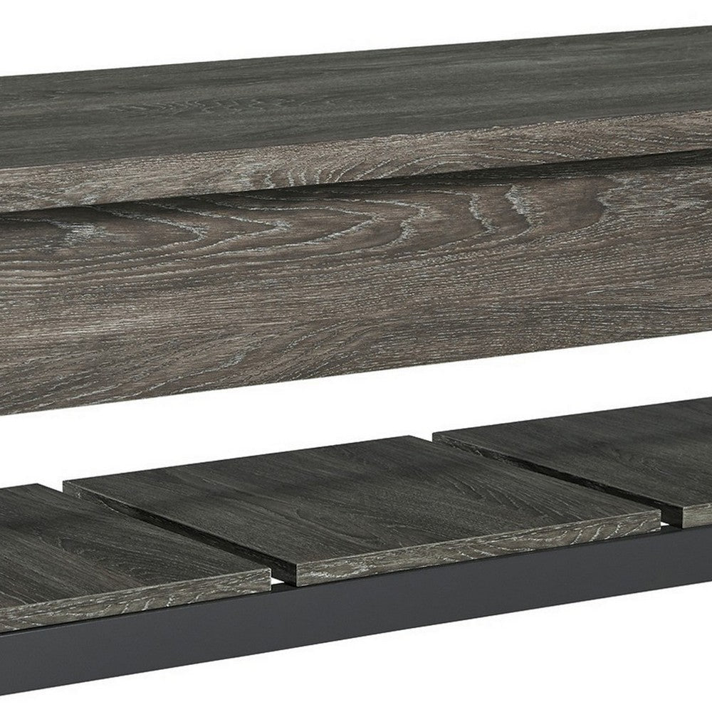 Ciara Storage Bench Gray Engineered Wood Black Solid Wood Legs 48 Inch By Casagear Home BM318953