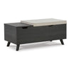 Ashley Yasmin Storage Bench, Black Gray Wood, Beige Polyester, 39"