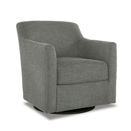 Ashley Leena Swivel Accent Chair, Shelter Arms, Gray Polyester