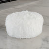 Ashley Lacey Oversized Accent Ottoman, White Faux Fur, 39 Inch