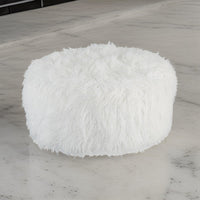 Ashley Lacey Oversized Accent Ottoman, White Faux Fur, 39 Inch