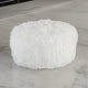 Ashley Lacey Oversized Accent Ottoman, White Faux Fur, 39 Inch