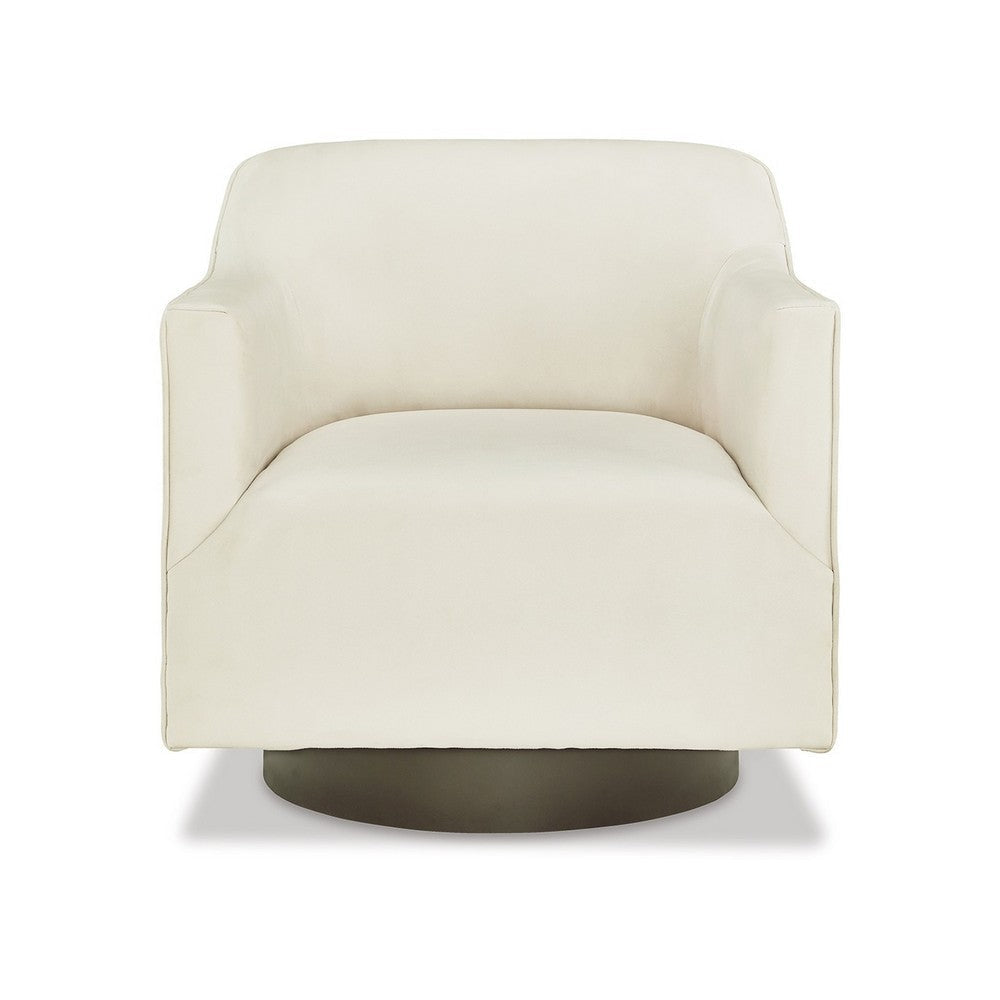 Phoebe Swivel Accent Chair White Faux Suede Dark Bronze Metal Base By Casagear Home BM318961