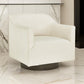 Phoebe Swivel Accent Chair White Faux Suede Dark Bronze Metal Base By Casagear Home BM318961