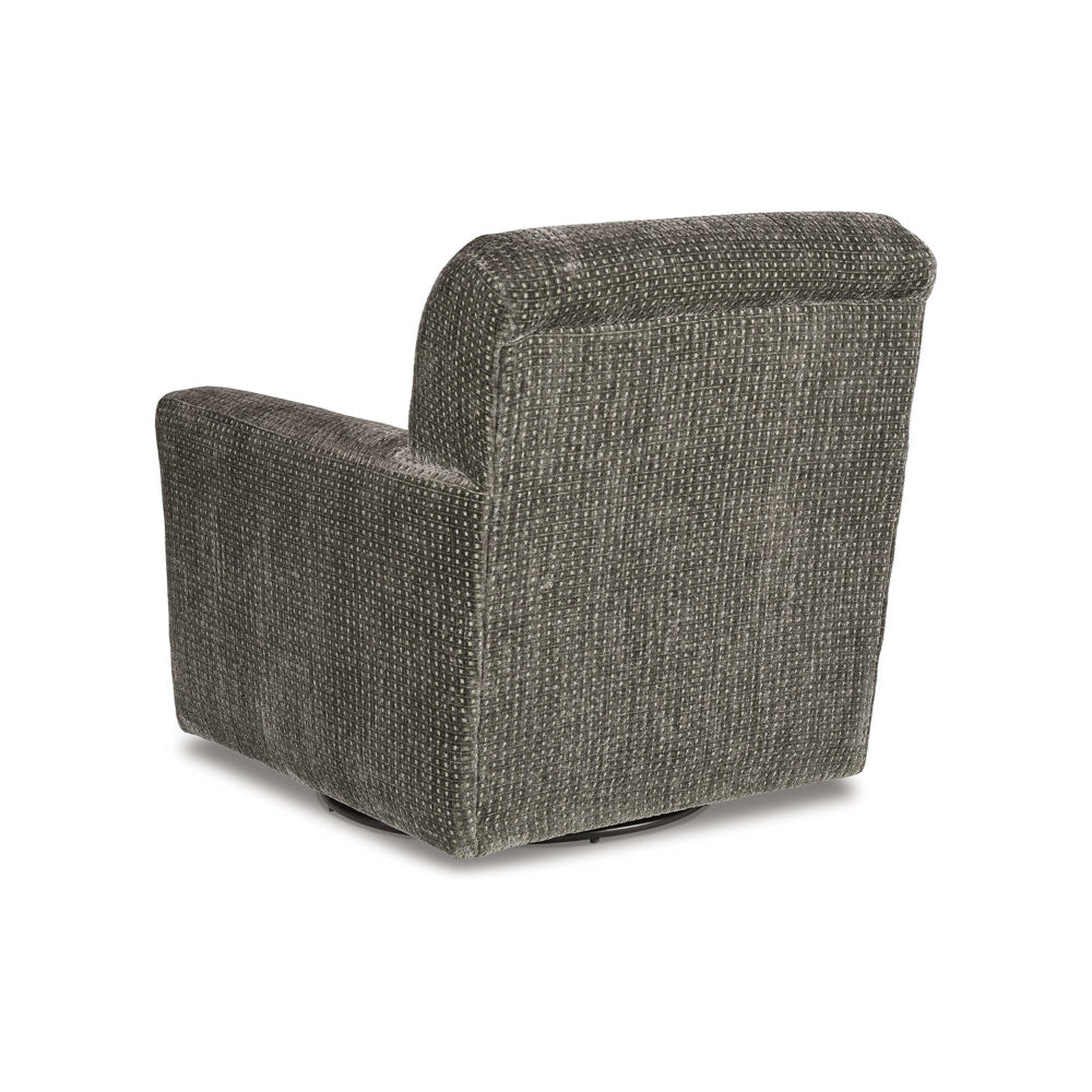 Layla Swivel Glider Accent Chair Dark Gray Polyester Black Metal Base By Casagear Home BM318963