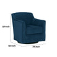 Leena Swivel Accent Chair Blue Velvet Shelter Style Arms Black Wood By Casagear Home BM318965