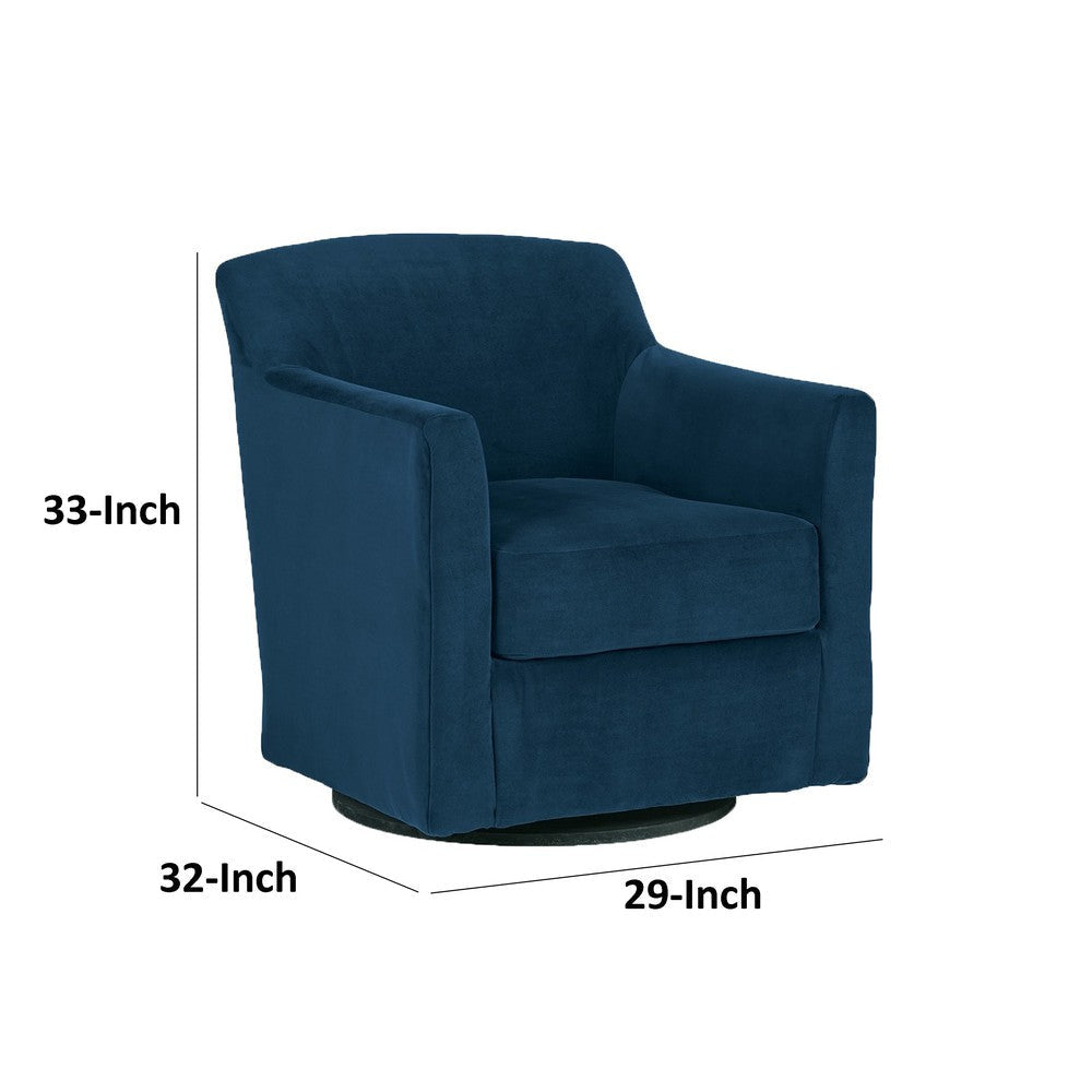 Leena Swivel Accent Chair Blue Velvet Shelter Style Arms Black Wood By Casagear Home BM318965